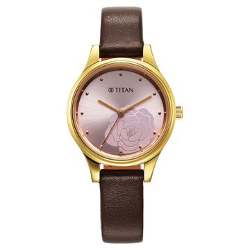 Titan Karishma Quartz Analog Pink Leather Strap for Women