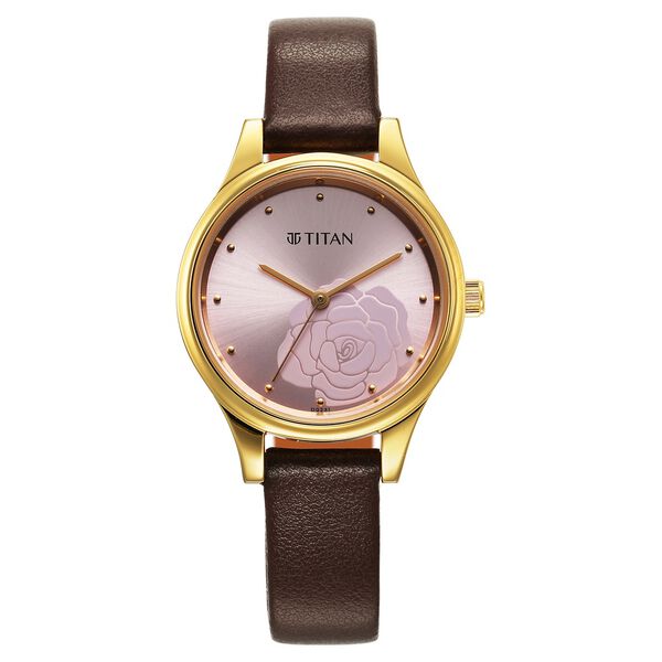 Titan Karishma Quartz Analog Pink Leather Strap for Women - image number 0