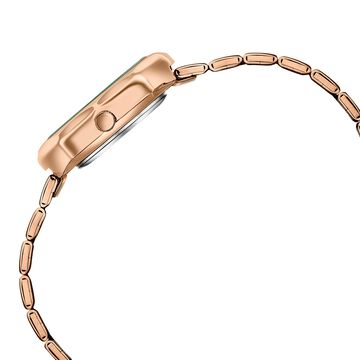 Poze Poze Quartz Analog White Dial Rose Gold Stainless Steel Strap Watch For Women