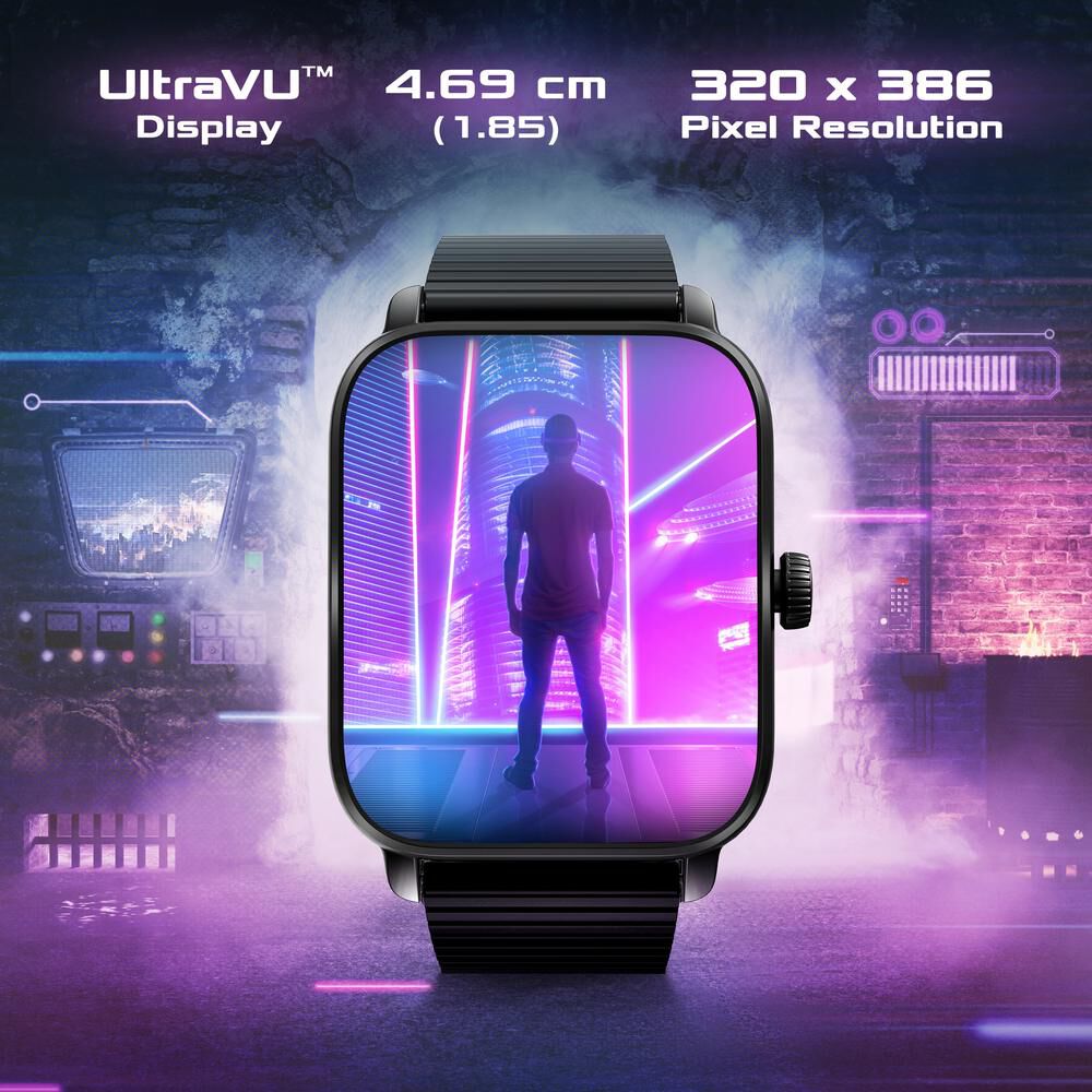 Buy Online Fastrack Phantom with 4.69 CM Super HD Display Functional Crown BT Calling Premium Black Solar Metal Smartwatch for Unisex 38103am04 Titan