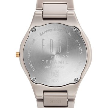 Edge Tessel Quartz Analog Beige Dial Beige Ceramic Strap Watch For Women
