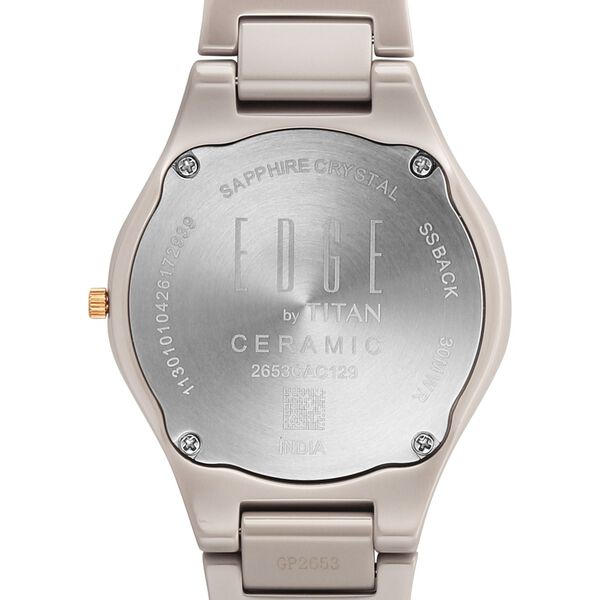 Edge Tessel Quartz Analog Beige Dial Beige Ceramic Strap Watch For Women - image number 6