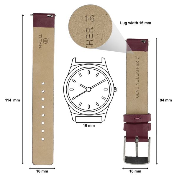 16 mm Maroon Genuine Leather Strap for Women - image number 1