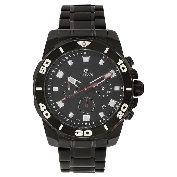 Titan Quartz Chronograph Black Dial Stainless Steel Strap Watch for Men - image number 0