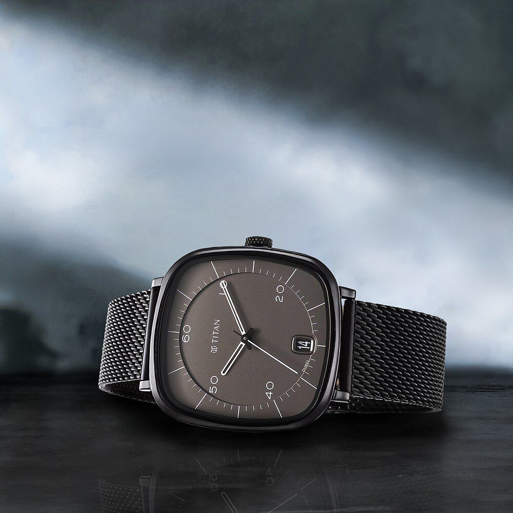 vintage an・an no.18 Buy Online Titan Quartz Analog with Date Anthracite Dial Leather