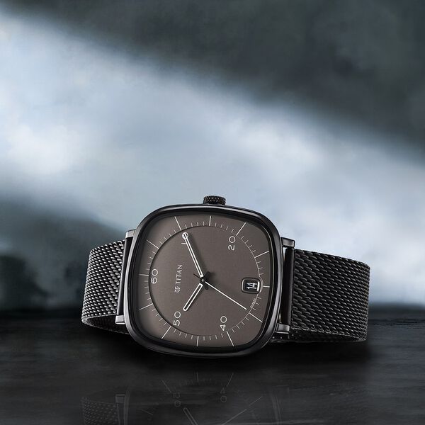 Titan Neo Curve Quartz Analog with Date Anthracite Dial Black Stainless Steel Strap Watch for Men - image number 0