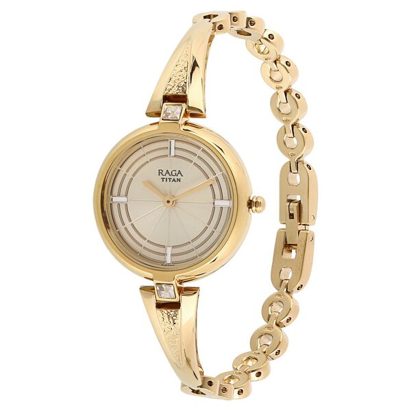 Titan Raga Espana Champagne Dial Women Watch With Metal Strap - image number 1