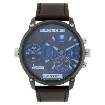 Police Quartz Multifunction Brown Dial Leather Strap Watch for Men