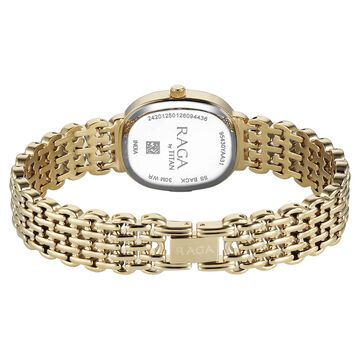 Titan Raga Spotlight Quartz Analog Blue Dial Golden Metal Strap Watch For Women
