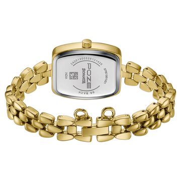 Poze Poze Quartz Analog White Dial Golden Metal Strap Watch For Women