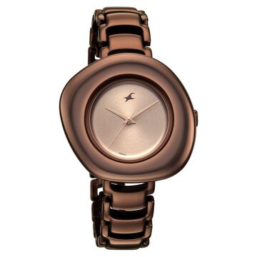 Fastrack Analog Brown Dial Women's Watch with Brown Metal Bracelet
