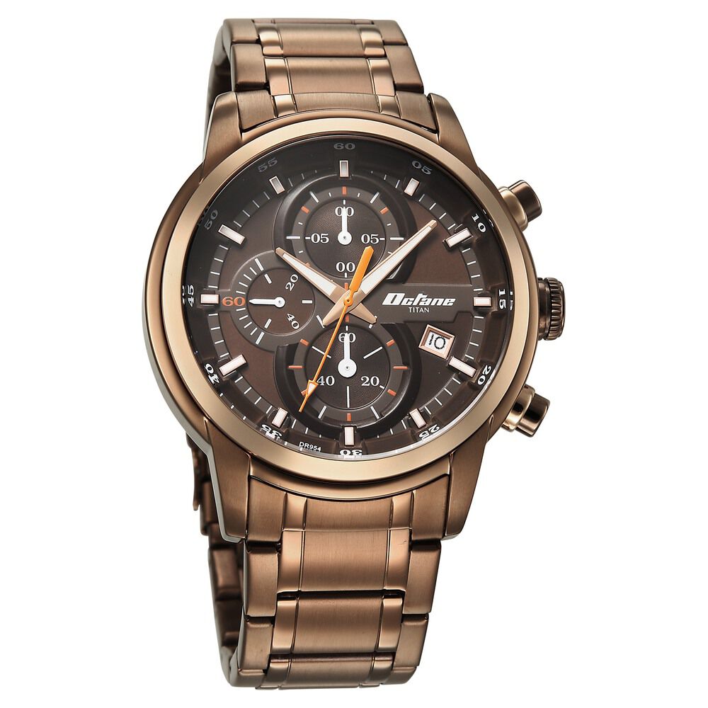 テツヤ Buy Online Titan Octane Primal Quartz Chronograph Brown Dial Brown