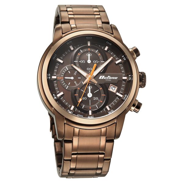 Titan Octane Primal Quartz Chronograph Brown Dial Brown Stainless Steel Strap Watch For Men - image number 2
