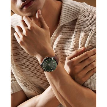 Fastrack Stunners X Quartz Analog Green Dial Leather Strap Watch For Guys