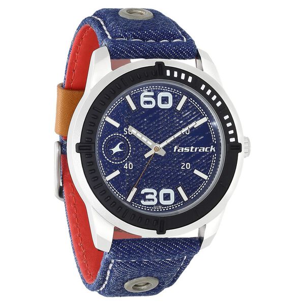 Fastrack Denim Quartz Analog Blue Dial Denim Strap Watch for Guys - image number 1