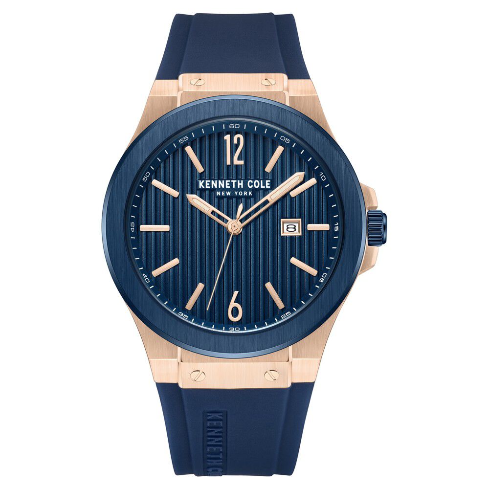 Buy Online Kenneth Cole Quartz Analog with Date Blue Dial Silicone Strap Watch for Men kcwgn0034403mn Titan