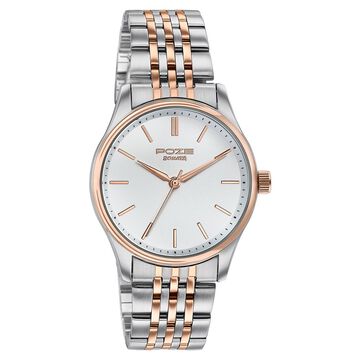 Sonata Poze Quartz Analog White Dial Two Toned Colour Stainless Steel Strap Watch For Men