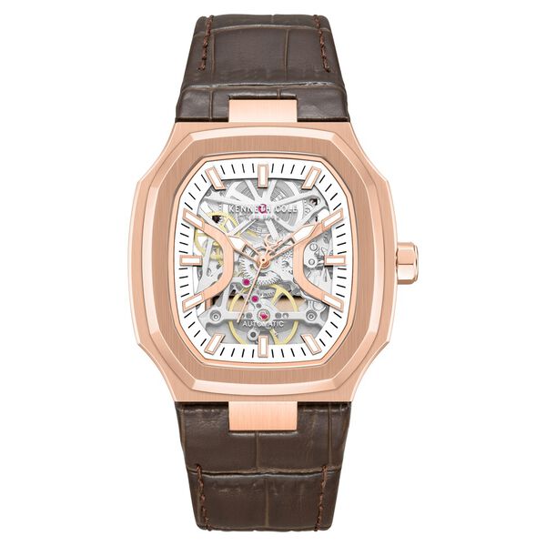 Kenneth Cole Automatic Silver Dial Brown Leather Strap Watch For Men - image number 0