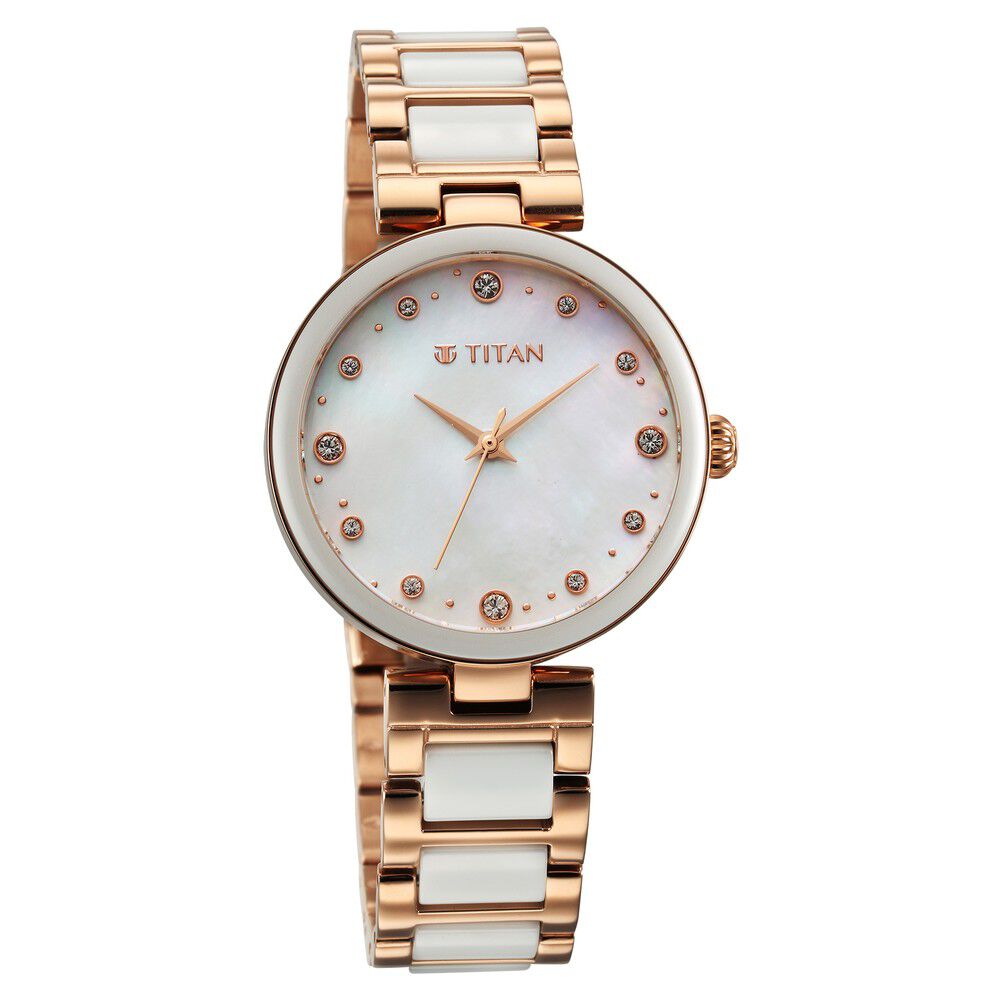 Buy Online Titan Purple Ceramics Mother Of Pearl Dial Analog Steel