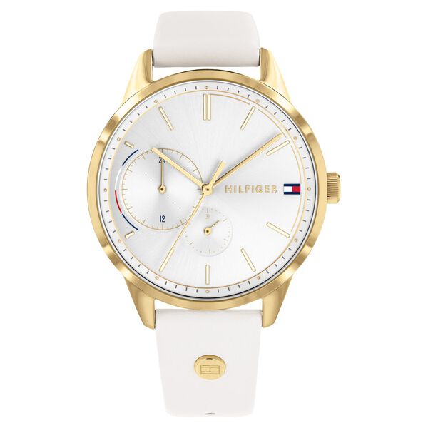 Tommy Hilfiger Quartz Multifunction White Dial Leather Strap Watch for Women - image number 0