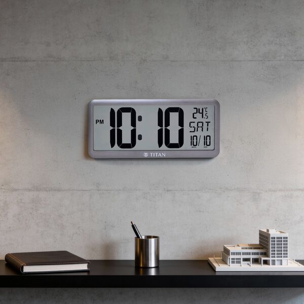 Titan Premium Digital Clock - Digital LCD Panel Battery Operated No Wires Modern Minimalist Design Decorative Wall Decor - image number 0
