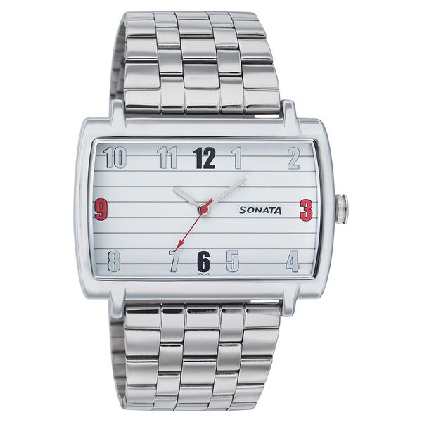 Sonata Quartz Analog White Dial Strap Watch for Men - image number 0