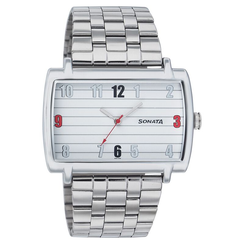 Sonata Quartz Analog White Dial Strap Watch for Men