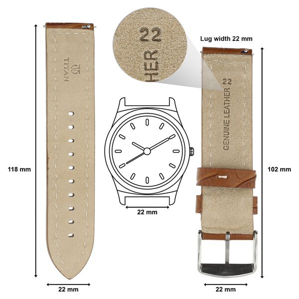 22 mm Tan Genuine Leather Strap for Men - image number 1