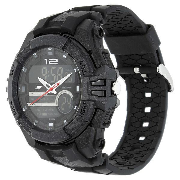 SF Quartz Analog Digital Black Dial Plastic Strap Watch for Men - image number 1
