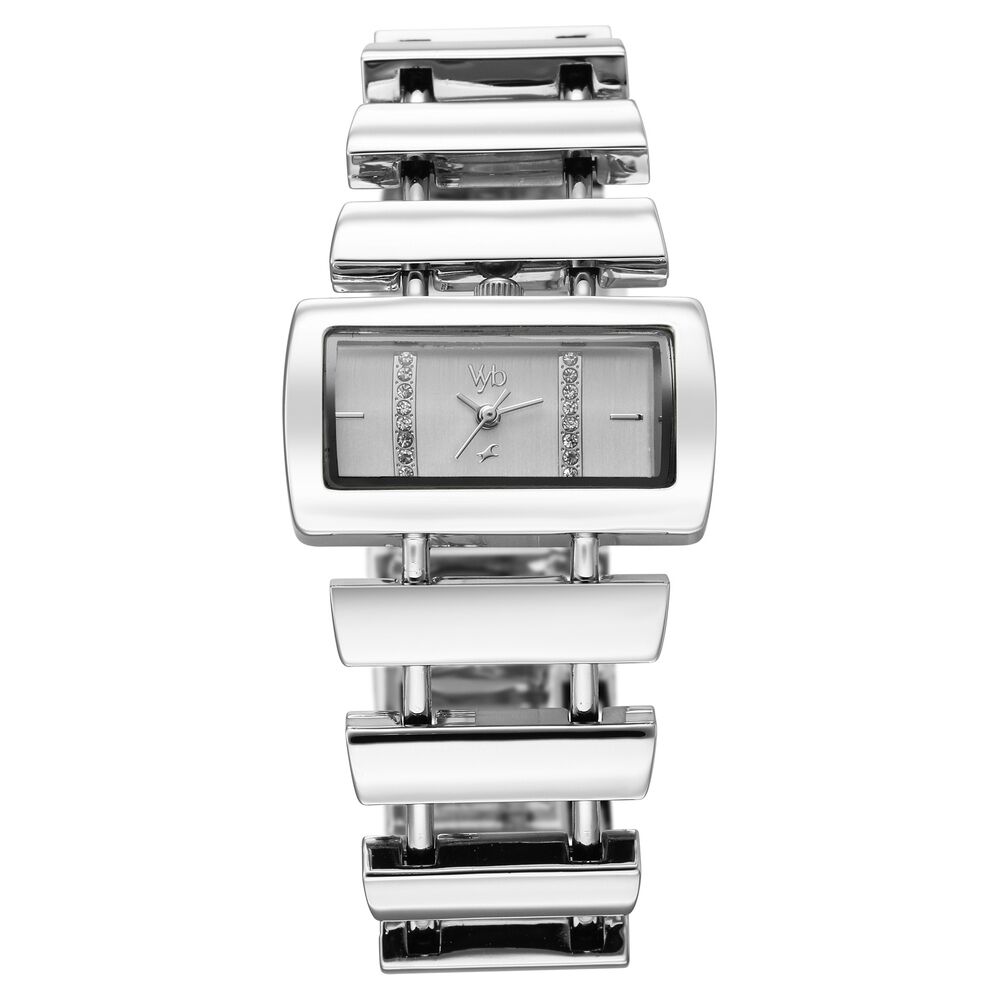 Vyb Siren By Fastrack Quartz Analog Silver Dial Silver Metal Strap Watch For Girls-image-36