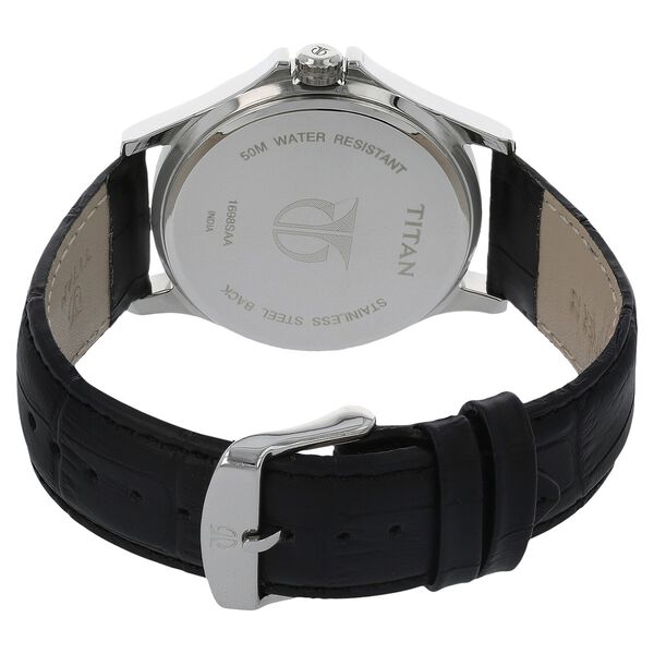 Titan Quartz Multifunction Anthracite Dial Leather Strap watch for Men - image number 3