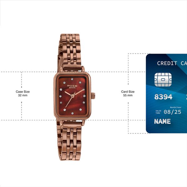 Sonata Poze Quartz Analog Mother Of Pearl Dial Brown Metal Strap Watch For Women - image number 3