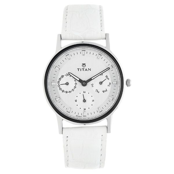 Titan Quartz Multifunction Silver Dial Leather Strap Watch for Women - image number 0