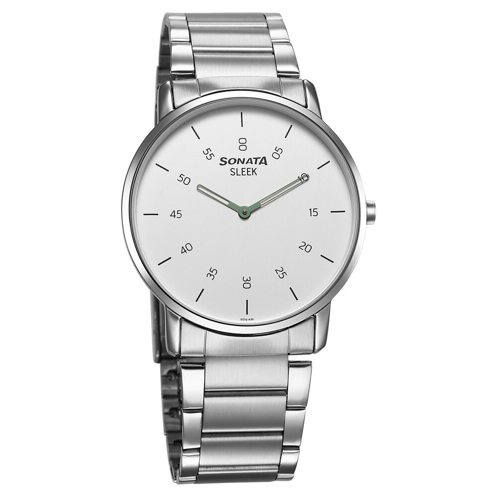 Sonata Sleek Quartz Analog White Dial Silver Stainless Steel Strap Watch For Men-picture-27