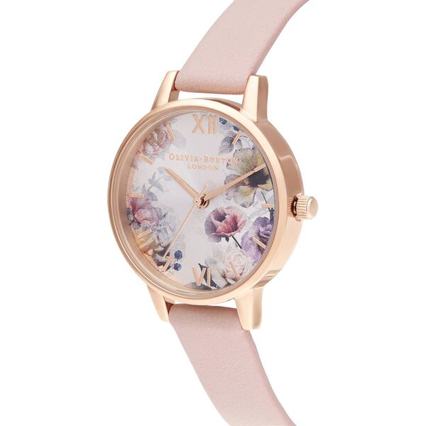 Olivia Burton Quartz Analog Pink Dial Leather Strap Watch for Women - image number 1
