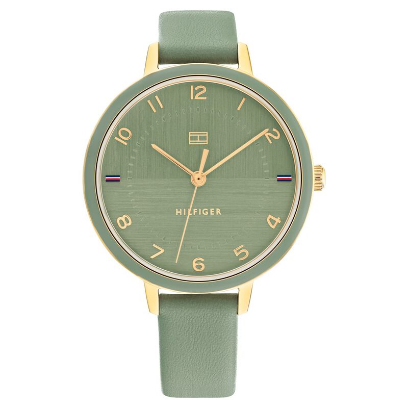 Tommy Hilfiger Quartz Analog Green Dial Leather Strap Watch for Women - image number 0