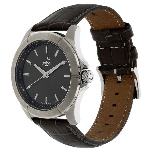 Xylys Swiss Analog Brown Leather Strap and Black Dial Watch For Men - image number 1