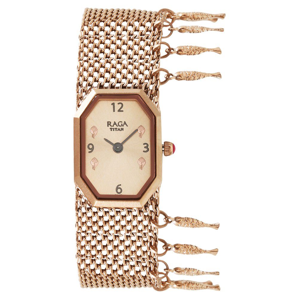 Buy Online Titan Raga X Masaba Rose Gold Dial Analog Bimetal Strap