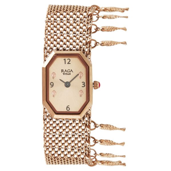 Titan Raga X Masaba Rose Gold Dial Analog Bimetal Strap Watch for Women - image number 0