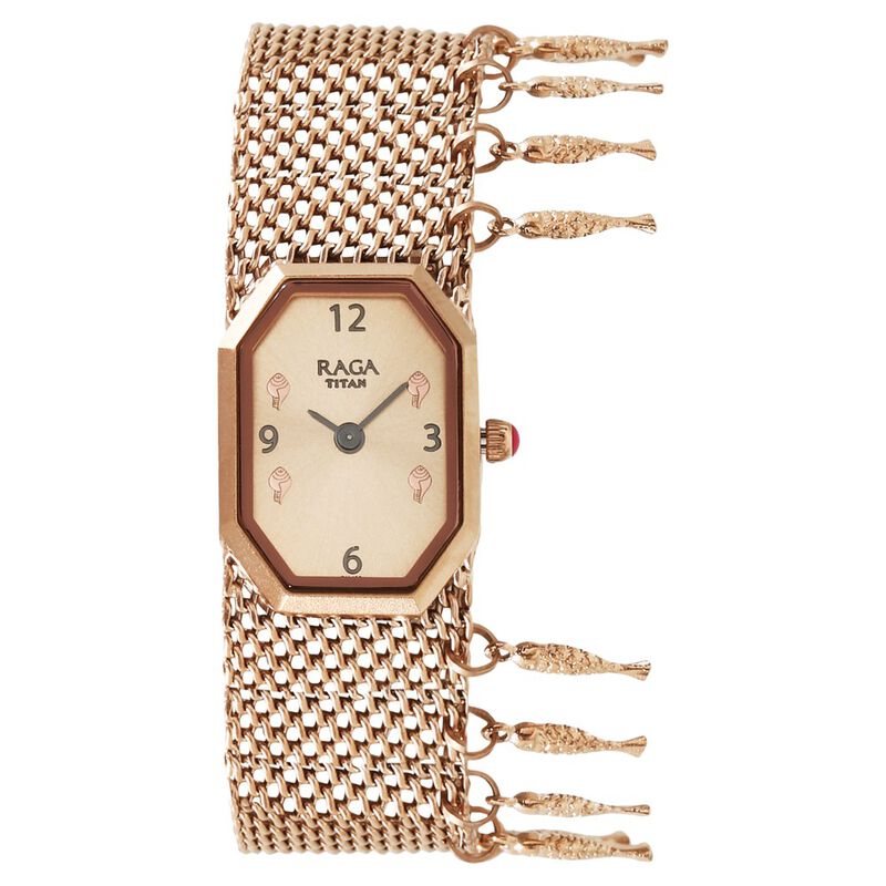 Titan Raga X Masaba Rose Gold Dial Analog Bimetal Strap Watch for Women