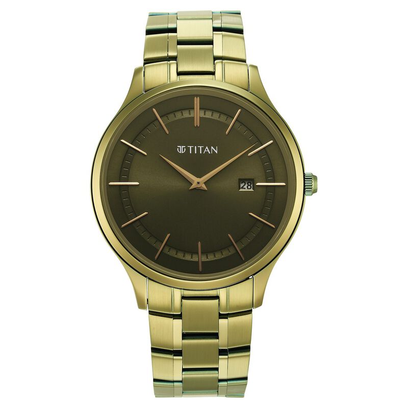 Titan Classique Slimline Green Dial Analog with Day and Date Stainless Steel Strap watch for Men - image number 1