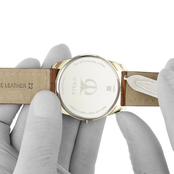 22 mm Tan Genuine Leather Strap for Men - image number 6