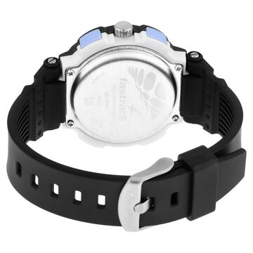 Fastrack Street Line Quartz Digital Analog Digital Silver Dial Black Polyurethane Strap Watch For Girls
