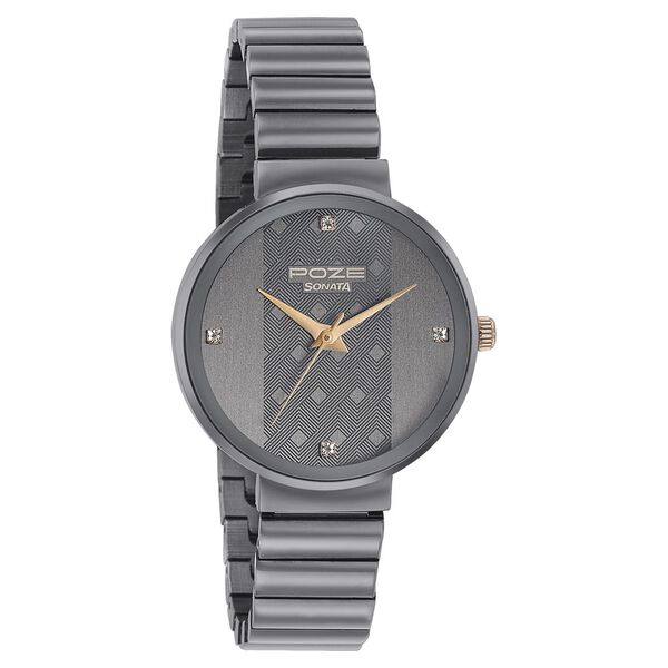 Poze by Sonata Quartz Analog Grey Dial Metal Strap Watch for Women - image number 1