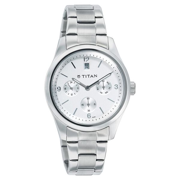 Titan Quartz Analog with Date Silver Dial Stainless Steel Strap Watch for Women - image number 0