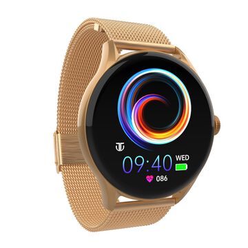 Titan Evoke Smartwatch - Seamless Calls, Voice Assistant, Rose gold strap