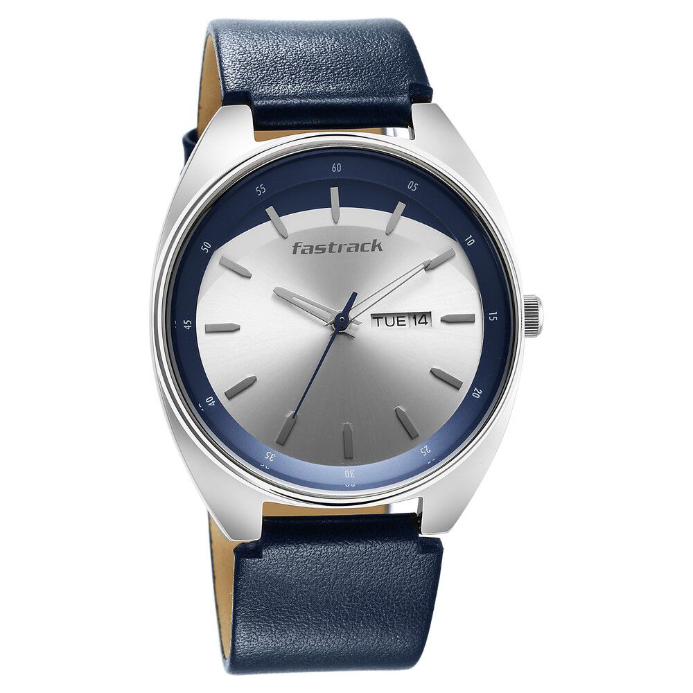Buy Online Fastrack Snob X Silver Dial Leather Strap Watch for