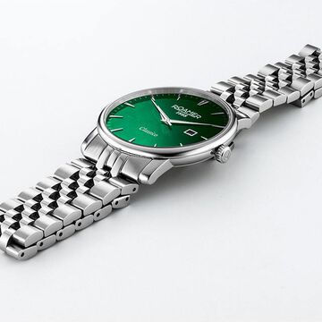 Roamer Classico Gents Quartz Analog with Date Green Dial Silver Stainless Steel Strap Watch For Men