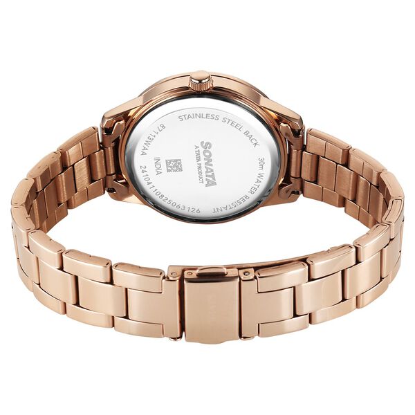 Sonata Festive Quartz Multifunction Brown Dial Metal Strap Watch For Women - image number 4