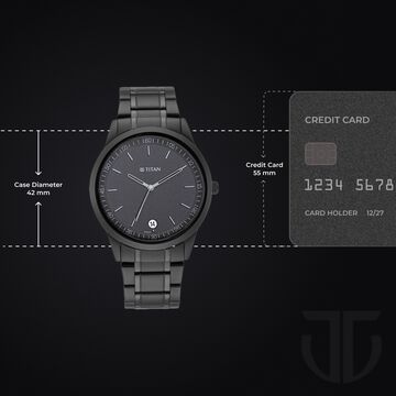 Titan Minimals Quartz Analog with Date Black Dial Black Metal Strap Watch For Men